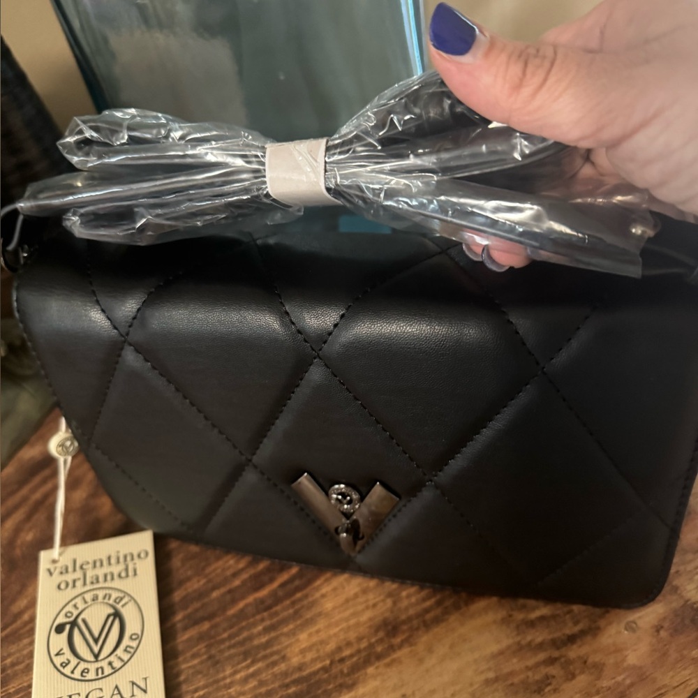 Valentino Orlandi Black Quilted crossbody Bag